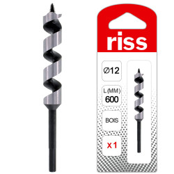 Mèche à bois à spire unique queue hexagonale Ø12 x 600mm - Riss