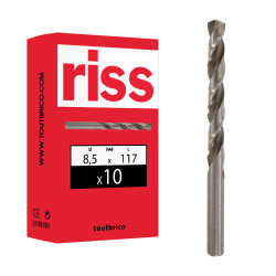 Boite 10 forets à métaux HSS taillés meulés TECN'X Ø8,5mm - Riss