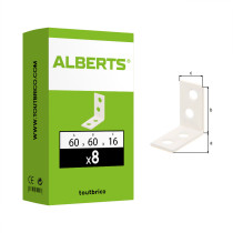 Boite 8 équerres de chaise blanches 60 x 60 x 16mm phosphaté zinc plastifié - Alberts