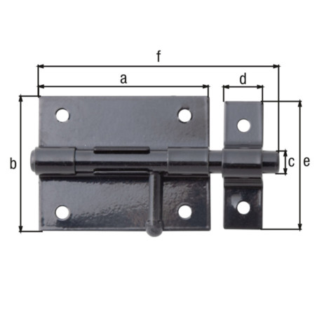 Boite 10 verrous box bouton 70 x 100mm noir - Alberts
