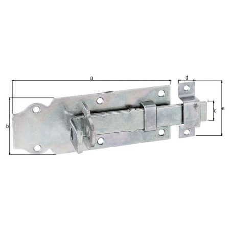 Verrou de porte cadenas droit avec poignée large 140mm droite - Alberts