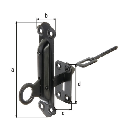 Arrêt de volet avec platine de fixation noir 150 x 38 x 37mm - Alberts