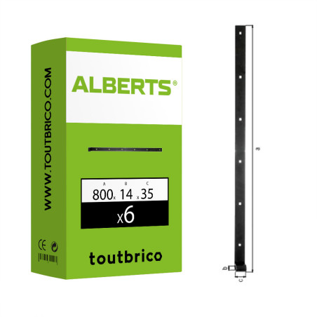 Boite 6 pentures droites galvanisé Ø14 x 800 x 35mm - Alberts