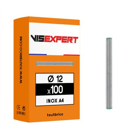 Boite 100 tiges filetées Ø12 inox A4 - Vis Expert