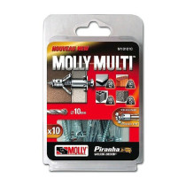 10 chevilles métal Multi Ø5 x 60mm + vis Ø5 x 80mm Molly