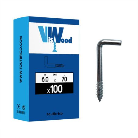 Boite 100 gonds à visser 6 x 70mm zingué - Viswood