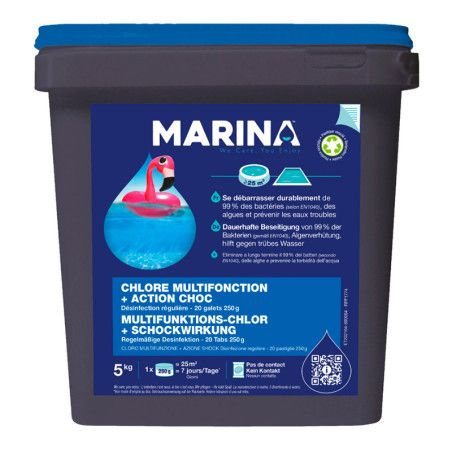 Chlore multifonction action choc galets 250g Marina 5kg