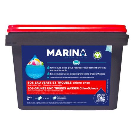 Chlore choc SOS eau verte et trouble granulés 200g Marina 2kg