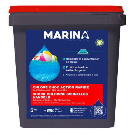 Chlore choc action rapide mini galets 20g Marina 5kg