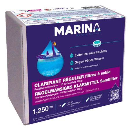 Clarifiant régulier eau trouble filtres à sable Marina 1,25kg