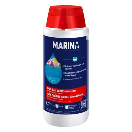 Chlore choc SOS eau verte et trouble granulés Marina 1,7kg