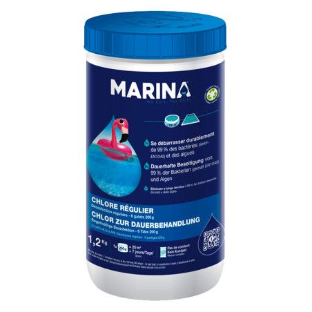Chlore régulier galets 200g Marina 1,2kg