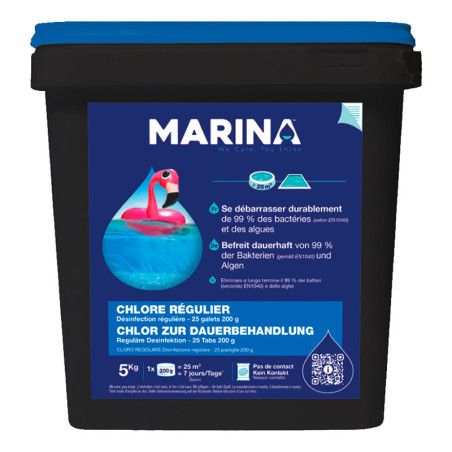 Chlore régulier galets 200g Marina 5kg