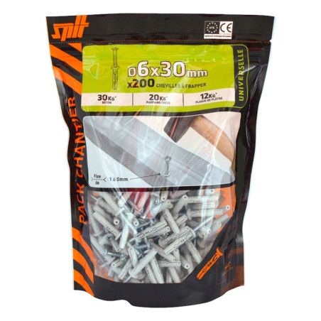 200 chevilles à frapper nylon Ø6 x 30mm Spit