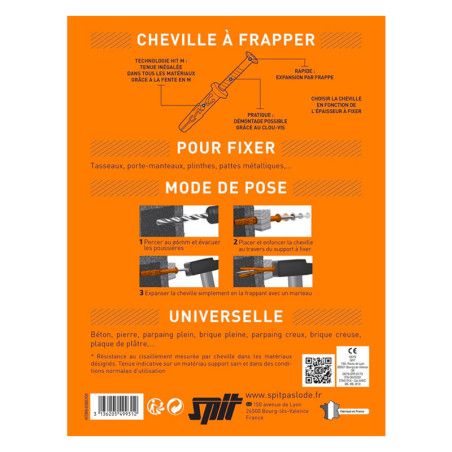 200 chevilles à frapper nylon Ø6 x 40mm Spit