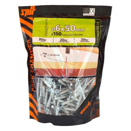 150 chevilles à frapper nylon Ø6 x 50mm Spit