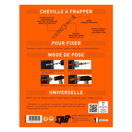 150 chevilles à frapper nylon Ø6 x 50mm Spit
