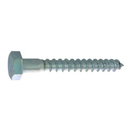 Vis à bois tirefond 12 x 50mm tête hexagonale acier zingué blanc à l'unité - Viswood