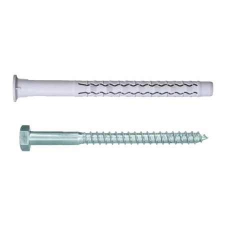 Cheville universelle longue nylon 10 x 100mm + vis tête hexagonale acier zingué à l'unité - Batifix