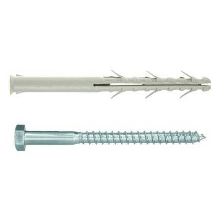 Cheville longue pour charpente 16 x 140mm nylon + vis tête hexagonale tirefond à l'unité - Batifix