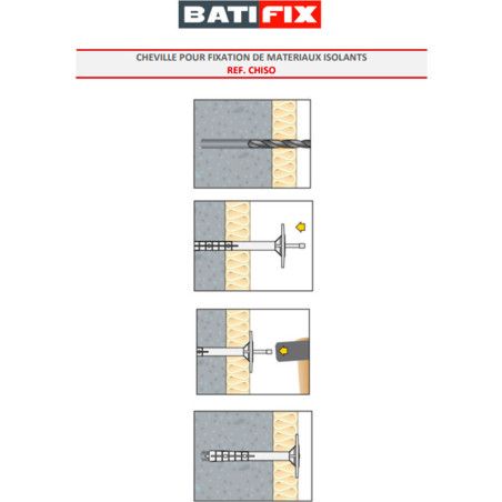 Cheville spécial isolation 10 x 70mm à l'unité - Batifix