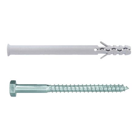 Cheville longue spécial huisserie et cadre 10 x 160mm + vis tête hexagonale à l'unité - Batifix