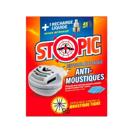 Diffuseur électrique anti-moustiques + 1 recharge liquide Stopic