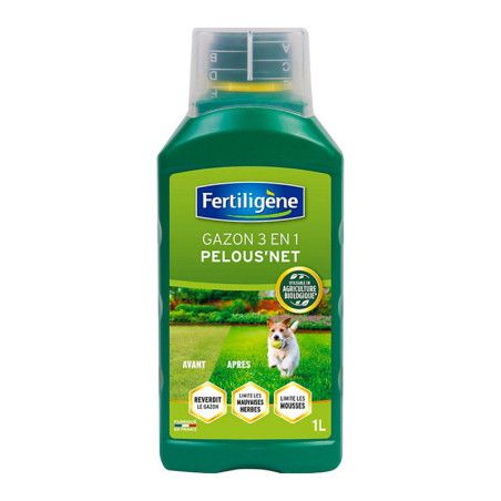 Engrais gazon 3-en-1 Pelous'net Fertiligène 1L