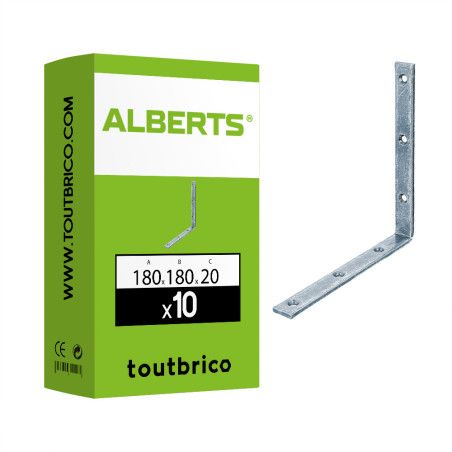 Boite 10 équerres de chaise 180 x 180 x 20mm galvanisé - Alberts