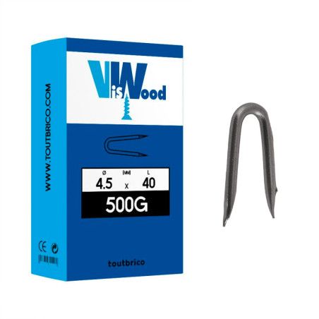 Boite 500g crampillons pointe biseautée 4,5 x 40mm acier brut - Viswood
